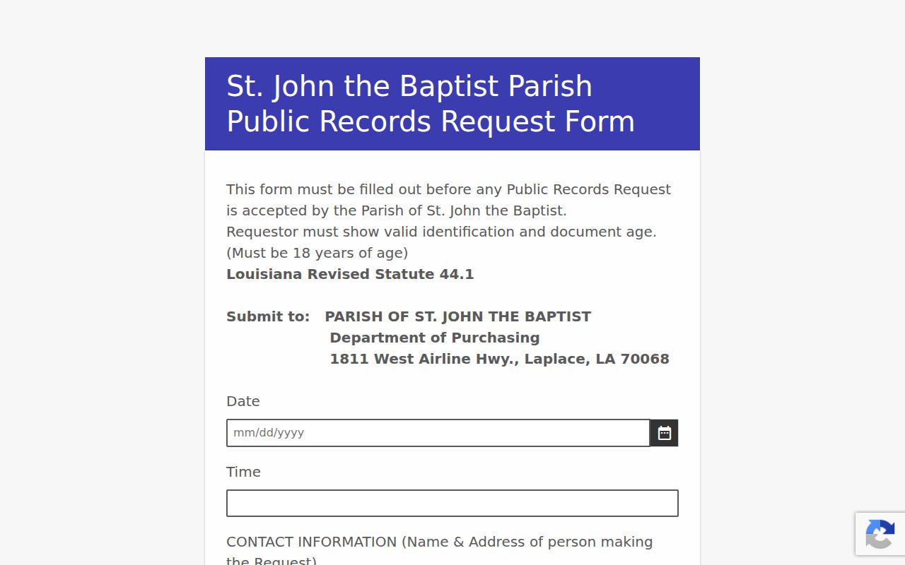 LaPlace residents directory public records request