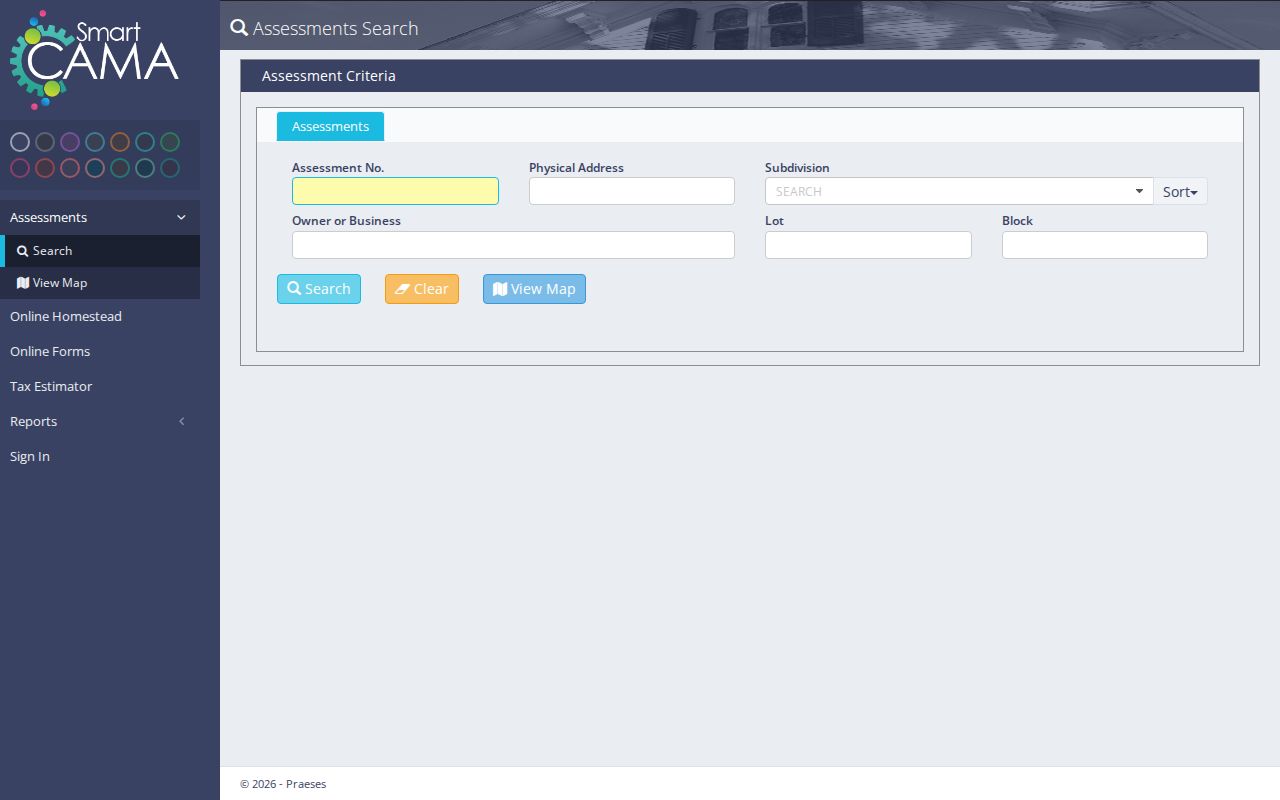 LaPlace street directory assessor property search fields