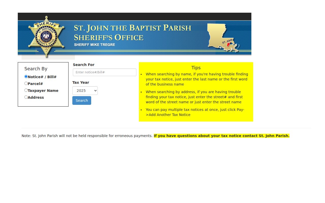 LaPlace street directory parish tax address search